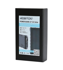 Внешний аккумулятор универсальный Type-C 24000мАч ROBITON POWER BANK LP-24-Solar БЛ15205