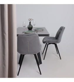 Стол AV 2122, МДФ+керамика, раздвижной 1400 (2000)*850 серый, матовый  LARKA GREY/черный