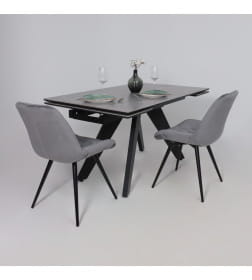 Стол AV 2122, МДФ+керамика, раздвижной 1400 (2000)*850 серый, матовый  LARKA GREY/черный