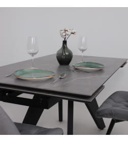 Стол AV 2122, МДФ+керамика, раздвижной 1400 (2000)*850 серый, матовый  LARKA GREY/черный