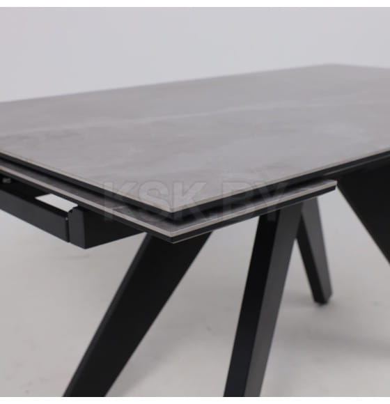 Стол AV 2122, МДФ+керамика, раздвижной 1400 (2000)*850 серый, матовый  LARKA GREY/черный (119684) 