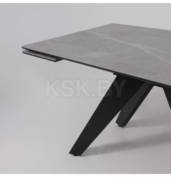 Стол AV 2122, МДФ+керамика, раздвижной 1400 (2000)*850 серый, матовый  LARKA GREY/черный (119684) 