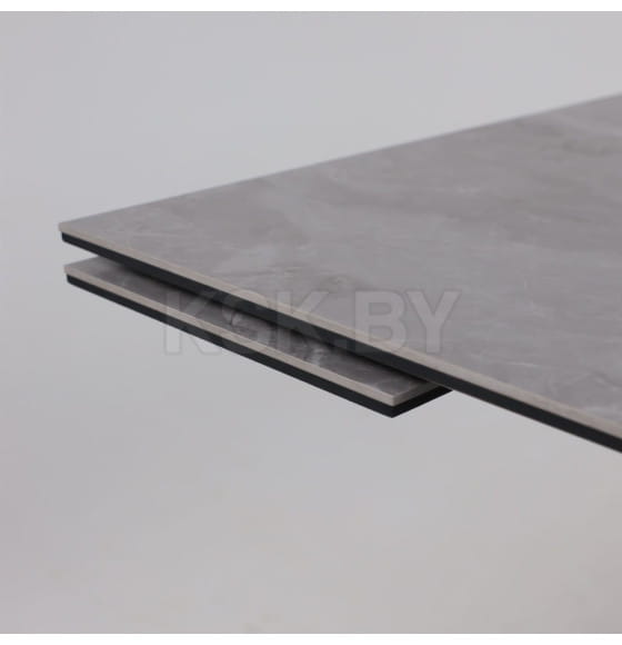 Стол AV 2122, МДФ+керамика, раздвижной 1400 (2000)*850 серый, матовый  LARKA GREY/черный (119684) 