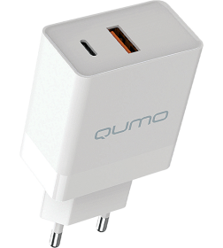 Зарядное устройство сетевое 20W 2USB Type-C + QC3.0 (белый) Qumo Energy light Charger 0052 PD Q32846