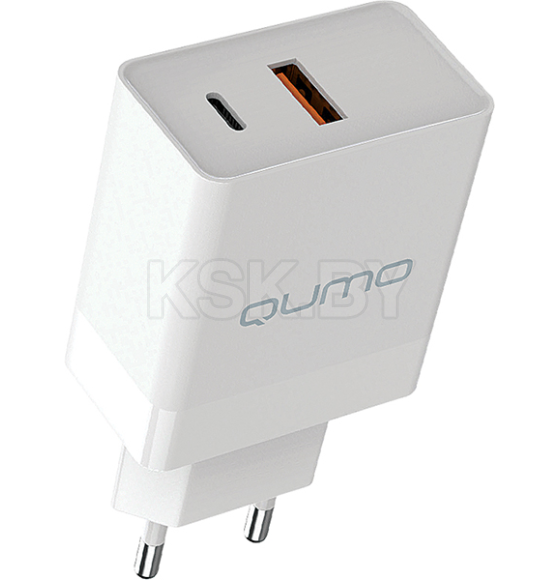 Зарядное устройство сетевое 20W 2USB Type-C + QC3.0 (белый) Qumo Energy light Charger 0052 PD Q32846 (Q32846) 