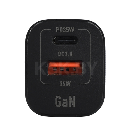 Сетевое зарядное устройство 1USB+1Type-C 35W QC3.0 GAN (черный) GoPower GPQC09 00-00028403 (00-00028403) 