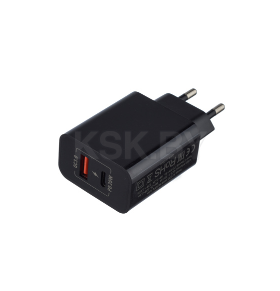 Сетевое зарядное устройство 1USB+1Type-C 20W QC3.0 (черный) GoPower GPQC08 00-00030975 (00-00030975) 