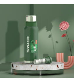 Термос БИОСТАЛЬ-ОХОТА NBR-ZG 1,2 л 2 чашки, ситечко (зеленый)