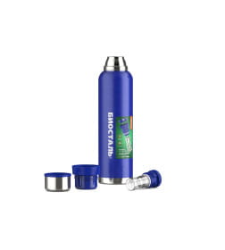 Термос БИОСТАЛЬ-ОХОТА NBR-ZB 1,6 л 2 чашки, ситечко (сининй)