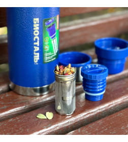 Термос БИОСТАЛЬ-ОХОТА NBR-ZB 1,2 л 2 чашки, ситечко (сининй)