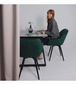 Стол AV 1208, HPL+МДФ,  раздвижной 1200 (1600)*800 Мрамор Марквина синий/черный