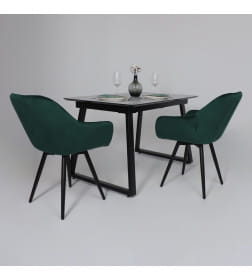 Стол AV 1208, HPL+МДФ,  раздвижной 1200 (1600)*800 Мрамор Марквина синий/черный