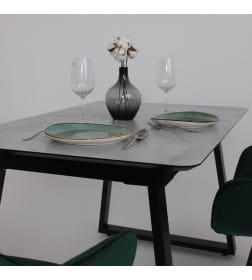 Стол AV 1208, HPL+МДФ,  раздвижной 1200 (1600)*800 Мрамор Марквина синий/черный