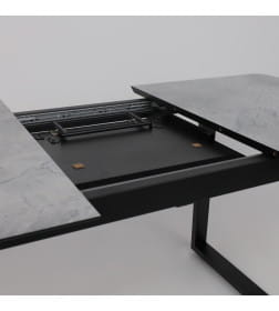 Стол AV 1208, HPL+МДФ,  раздвижной 1200 (1600)*800 Мрамор Марквина синий/черный