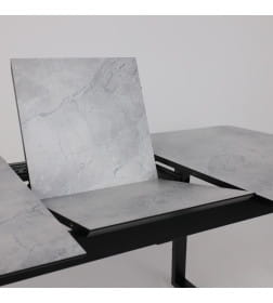 Стол AV 1208, HPL+МДФ,  раздвижной 1200 (1600)*800 Мрамор Марквина синий/черный