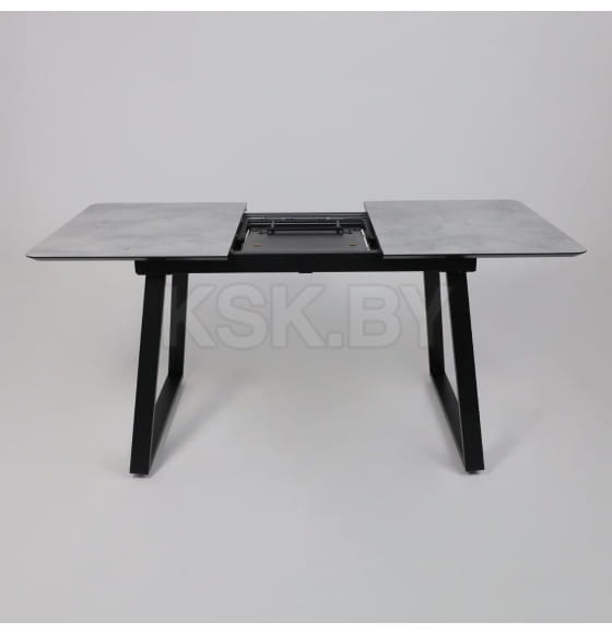 Стол AV 1208, HPL+МДФ,  раздвижной 1200 (1600)*800 Мрамор Марквина синий/черный (119636) 