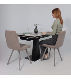 Стол AV 2119, МДФ+керамика, раздвижной 1200 (1800)*800 белый, глянцевый PANDORA/черный