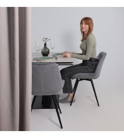 Стол AV 2119, МДФ+керамика, раздвижной 1200 (1800)*800 серый, матовый CARMEN LIDHT GREY/черный