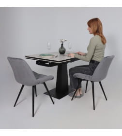 Стол AV 2119, МДФ+керамика, раздвижной 1200 (1800)*800 серый, матовый CARMEN LIDHT GREY/черный