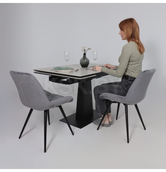 Стол AV 2119, МДФ+керамика, раздвижной 1200 (1800)*800 серый, матовый CARMEN LIDHT GREY/черный (119682) 