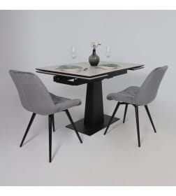 Стол AV 2119, МДФ+керамика, раздвижной 1200 (1800)*800 серый, матовый CARMEN LIDHT GREY/черный