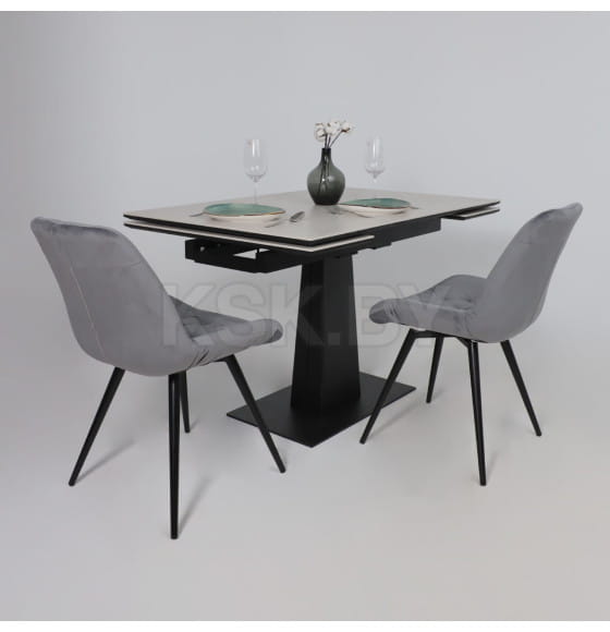 Стол AV 2119, МДФ+керамика, раздвижной 1200 (1800)*800 серый, матовый CARMEN LIDHT GREY/черный (119682) 