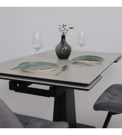 Стол AV 2119, МДФ+керамика, раздвижной 1200 (1800)*800 серый, матовый CARMEN LIDHT GREY/черный