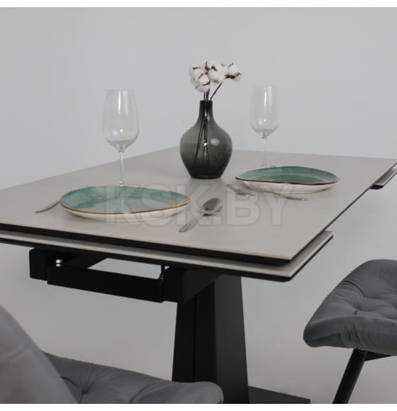 Стол AV 2119, МДФ+керамика, раздвижной 1200 (1800)*800 серый, матовый CARMEN LIDHT GREY/черный (119682) 