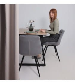 Стол AV 1208, HPL+МДФ,  раздвижной 1200 (1600)*800 Дуб Вотан/черный