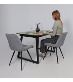 Стол AV 1208, HPL+МДФ,  раздвижной 1200 (1600)*800 Дуб Вотан/черный