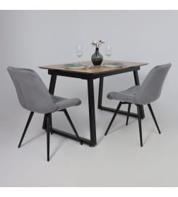 Стол AV 1208, HPL+МДФ,  раздвижной 1200 (1600)*800 Дуб Вотан/черный