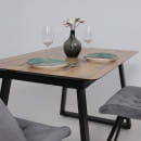 Стол AV 1208, HPL+МДФ,  раздвижной 1200 (1600)*800 Дуб Вотан/черный (119697) 