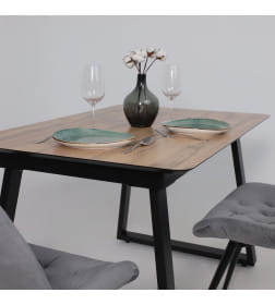 Стол AV 1208, HPL+МДФ,  раздвижной 1200 (1600)*800 Дуб Вотан/черный