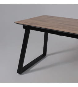 Стол AV 1208, HPL+МДФ,  раздвижной 1200 (1600)*800 Дуб Вотан/черный