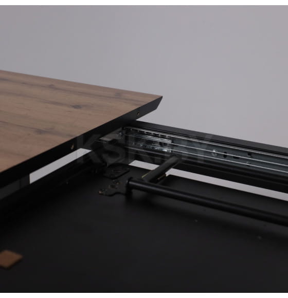 Стол AV 1208, HPL+МДФ,  раздвижной 1200 (1600)*800 Дуб Вотан/черный (119697) 