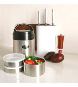 Термос БИОСТАЛЬ NR 1800 мл 3 металлических контейнера