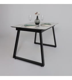 Стол AV 1208, HPL+МДФ,  раздвижной 1200 (1600)*800 Виктори натуральный/черный