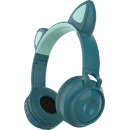 Bluetooth гарнитура c подсветкой, FM-радио, MicroSD (бирюзовая) Qumo Party Cat ВТ 0028 Q32302 (Q32302) 