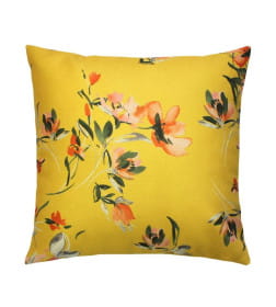Наволочка декоративная 38x38 см, желтый, розовый, зеленый ФЬЮЖН FRESCO. ЦВЕТЫ НА ЖЕЛТОМ MATEX 51-879