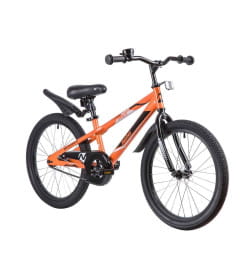 Велосипед NOVATRACK 20", JUSTER,  оранжевый, тормоз ножной, защита  А-тип, пластиковые крылья