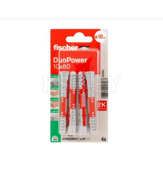 Универсальный дюбель DUOPOWER 10х80 (упак. 4шт) Fischer (537652f) 