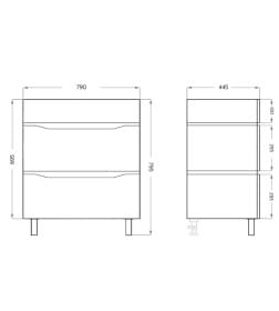 Тумба напольная VAKO Фрост Бетон 80 под умывальник Слим 