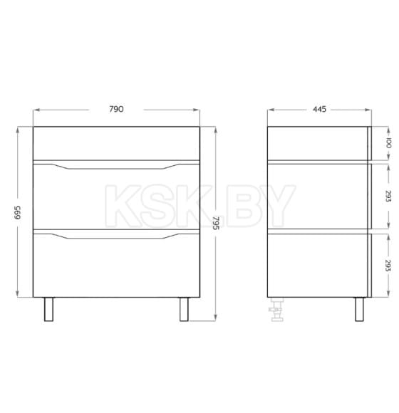 Тумба напольная VAKO Фрост Бетон 80 под умывальник Слим  (20155) 