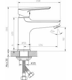 Смеситель Esko Lagos Gun Metal для умывальника, LG26GM
