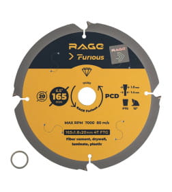 Диск пильный по фиброцементу 165хZ4х20 мм RAGE Furious 594365