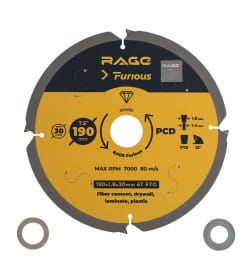 Диск пильный по фиброцементу 190хZ4х30 мм RAGE Furious 594390