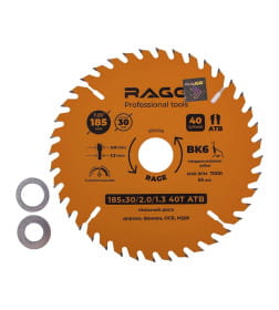Диск пильный по дереву 185х40Zх30/20/16 мм RAGE by VIRA 594245