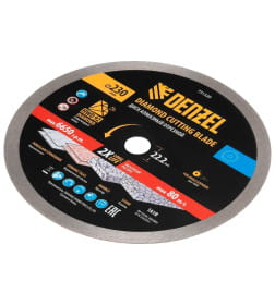 Диск алмазный отрезной 230х22,2 мм сплошной, мокрый рез HWD92 Denzel 731320