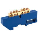 Шина «N» нулевая с синим изолятором на DIN-рейку 6x9 мм стойка большая 6 групп REXANT 11-2339 (11-2339) 
