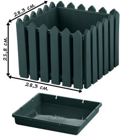 Кашпо квадратное среднее "Лардо" 28,3х28,3х21,8 см (темно-зеленый)